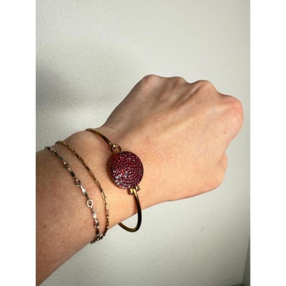 Michael Kors Bracelet Pave Ruby Red Rose Gold Jewel Accent Bangle Retro Chic